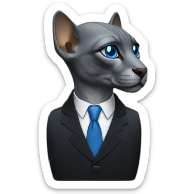 sphinx grey can with blue eyes portrait in black suit sticker