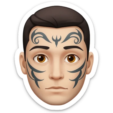 tattoo man, white skintone,tattoos on face, more visible. sticker