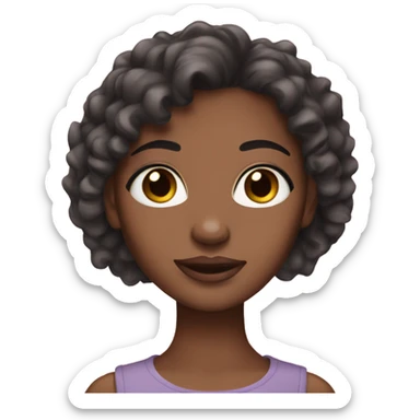 Create a girl with brown skin straight dark brown hair wearing lashes sticker