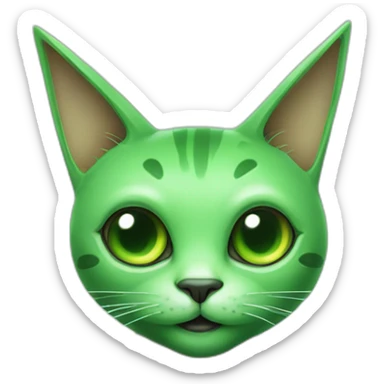 Green alien cat with 2 antennas and a star on its chest  sticker