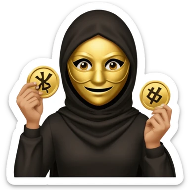 Robber emoji holding a 💰 wearing a mask that is made of robber dress sticker