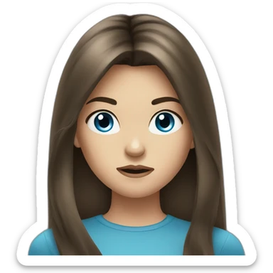 brunet long hair bangs girl angry blue eyes sticker