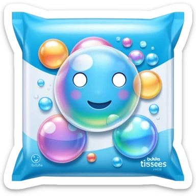 Bubble tissue wipes packaging with bubbles everywhere  sticker