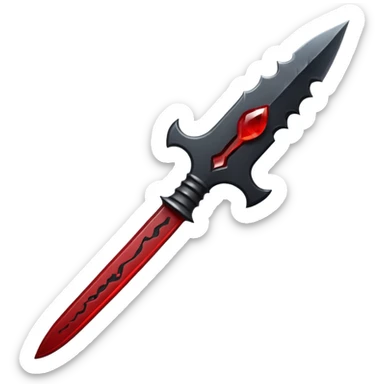 iOS emoji, dark fantasy dagger, obsidian blade, runes, blood drop, clean render, minimalism sticker