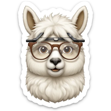 White Llama with prescription glasses sticker