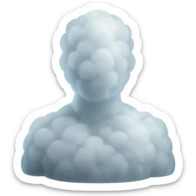 matte glass style, person shoulders up, front view, made entirely of white fluffy clouds sticker