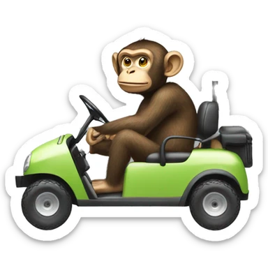 Monkey driving golf cart  sticker