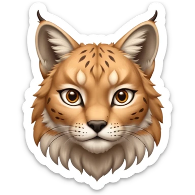 A high-resolution photo-realistic digital illustration of a majestic young lynx, chest upward  sticker