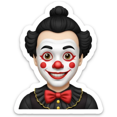 man with black hair black and white clown makeup black clothes sticker
