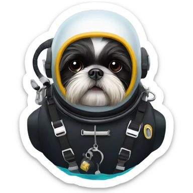 Black Shih tzu as scuba diver sticker