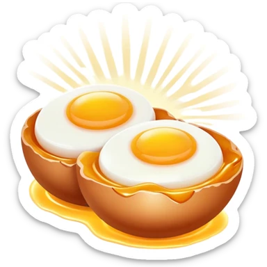 Chicken, egg yolks, and liver glowing with a gentle golden aura that represents their vitamin A content. Soft rays of light emanate from these foods, showing their nutritional benefits without any creepy elements. sticker