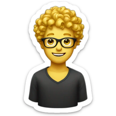 a silly boy with black eyeglasses and curly yellow hair on top sticker