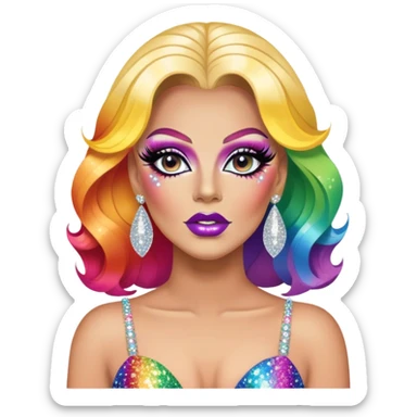 rainbow drag queen glitter sparkles babe girl makeup diva brat sticker
