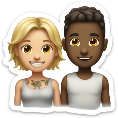 smiling boy with tattoos and girl  sticker