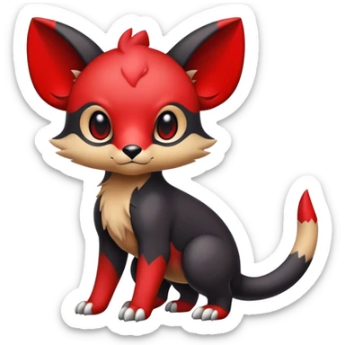 Cute cool black red animal hybrid Fakemon full body  sticker