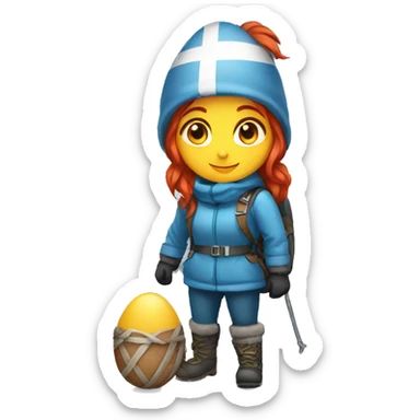 female winter mountaineer red hair with greek flag and easter egg sticker
