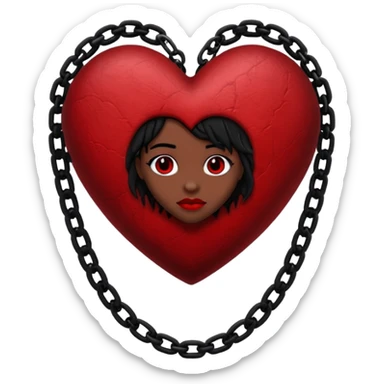 goth heart with red velvet texture and black chains sticker