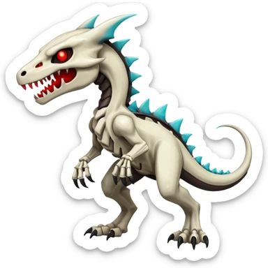 Shiny White Evil Glowing Eldritch Skeletal Creepy Edgy Badass Cool Marowak-Salandit-Duskull-Darkdramon-fusion with bloody red markings sticker