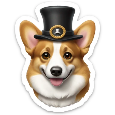 Pembroke welsh corgi wearing a pilgrim hat sticker