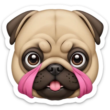 Pug  com um laço rosa na  cabeça sticker