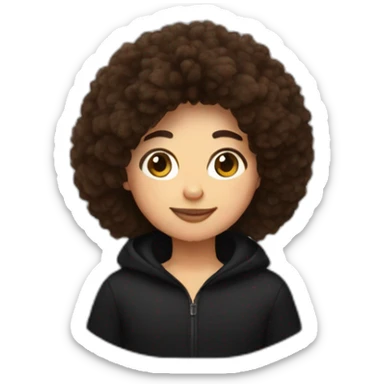 brown hair 30 year old in black fluffy fleece sticker