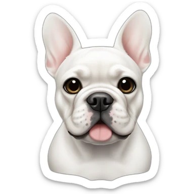 White French bulldog with black on the right side, black eyes sticker