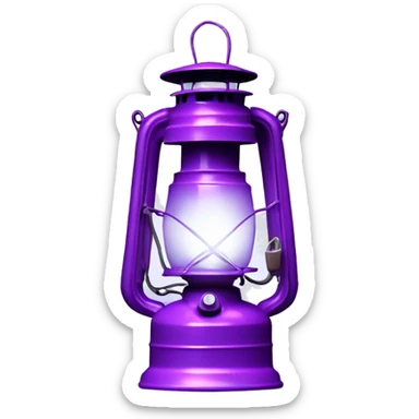 Realistic camping light purple lit camping lantern lisolated. sticker