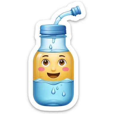 botella de vidrio de agua sin rostro sticker