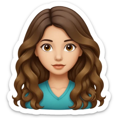 Morena com cabelo ondulado nas pontas  e de pele um pouco bronzeada cabelo grande raiz Lisa sticker