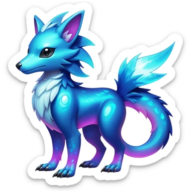  Epic legendary Shiny sparkly transparent bioluminescent luminescent vibrant bright pastel dark exotic iridescent colorful gradients futuristic modern metallic glossy glittery fantasy-cyber-Protogen-Fakémon-Pokémon-Sergal-creature sticker