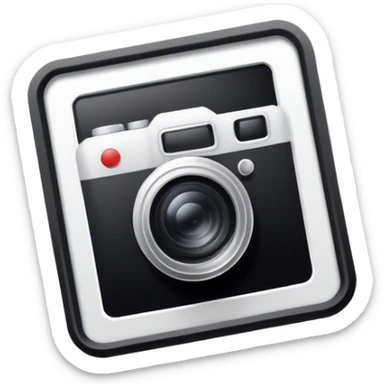 Photography icon, camera lens, photo frame, snapshot in progress, minimalistic style, clean lines, transparent background. sticker