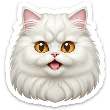 cinematic-adorable-big-eyed-fluffy-solid white-persian-cat-portrait-emoji,-head-tilted-playfully-with-a-cute,-exaggerated-yawn,-fluffy-solid white,-simplified-yet-irresistibly-cute-features sticker