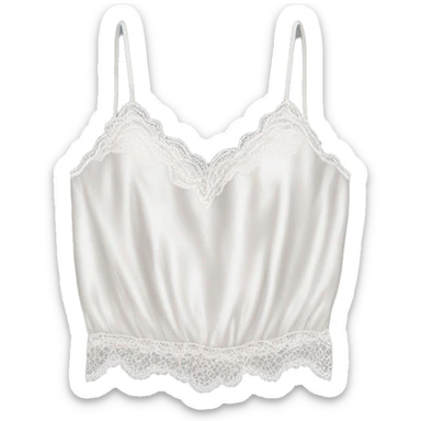 Realistic isolated white lace silk camisole.  sticker