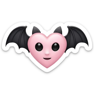 Light pink heart black bat wings sticker