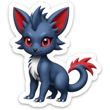 Cute cool handsome baby Zorua-Absol-Salandit-fusion (full body) sticker