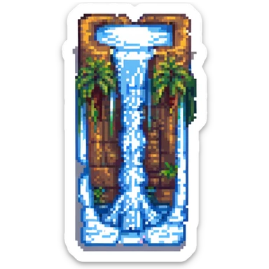 waterfall emoji, similar to 🏞️, pixel art style sticker