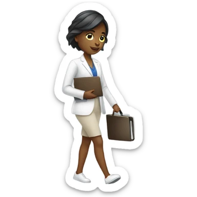 Corporate girl taking her laptop for a walk sticker