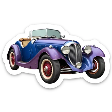 A very fast racing 1934 jaguar roadster rustic old antique rat hot rodded blueberry and cherry pearl mod  sticker