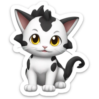Sitting-Black-and-White-cat-dragon-type-pokemon sticker