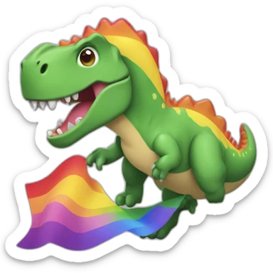 Dinosaurio sosteniendo la bandera lgbt sticker
