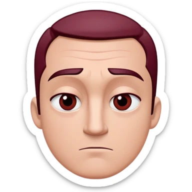 Mr incredible with a straight face and light maroon stick eyes inside eyelids and the irises are black and there is 2 lines of ink coming out the eyelids and the entire picture including Mr incredible is a lightish maroon color sticker