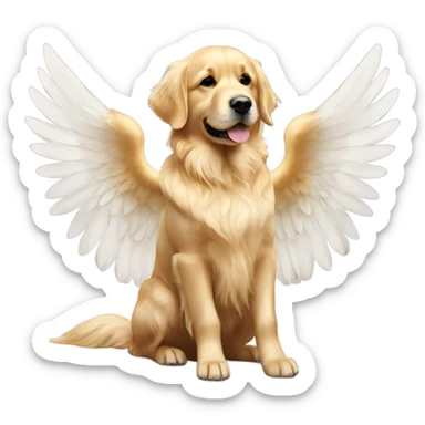 Golden retriever with angel wings sticker