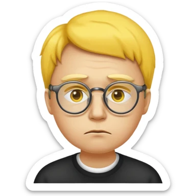 Una cara amarilla con lentes y que esté triste sticker