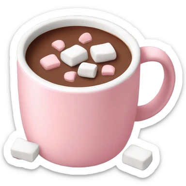 light pink mug with hot chocolate inside and  marshmallows on top sticker