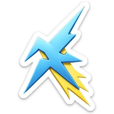 “Emoji-style R logo, metallic silver with electric blue outline, bold and rounded like a sticker. Blue lightning bolt ⚡ on the left, yellow lightning bolt ⚡ on the right. Soft glow, glossy 3D finish, centered, white or transparent background.”But take reference of photo  sticker