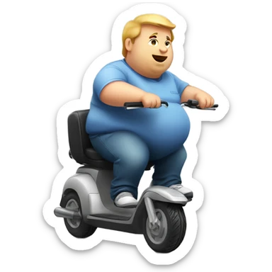 Obese man on a scooter sticker