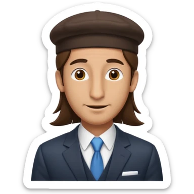 Man with a long nose wearing a suit and kippah, he has long brown hair sticker