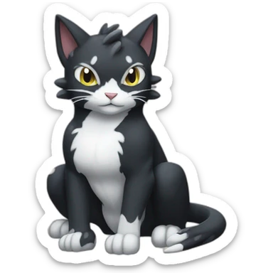 Sitting-Black-and-White-cat-dragon-type-pokemon sticker