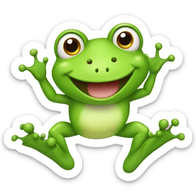 Happy cute frog jumping with four toes and four  sticker