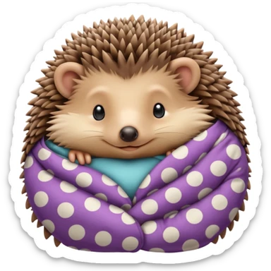hedgehog in pajama curled up sticker